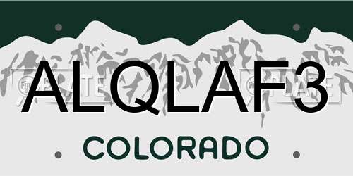 ALQLAF3 Colorado License Plate