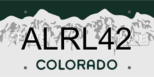 ALRL42 Colorado License Plate