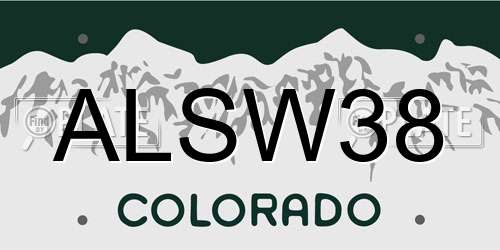 ALSW38 Colorado License Plate
