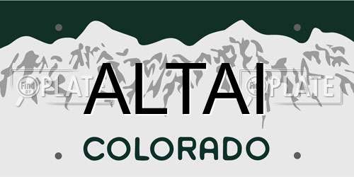ALTAI Colorado License Plate