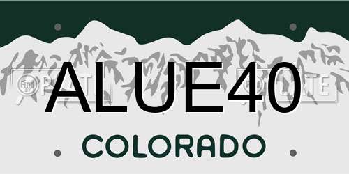 ALUE40 Colorado License Plate