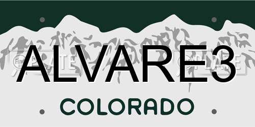 ALVARE3 Colorado License Plate