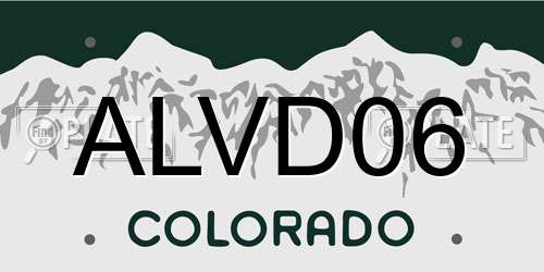 ALVD06 Colorado License Plate