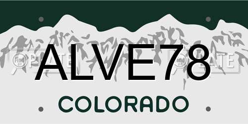 ALVE78 Colorado License Plate