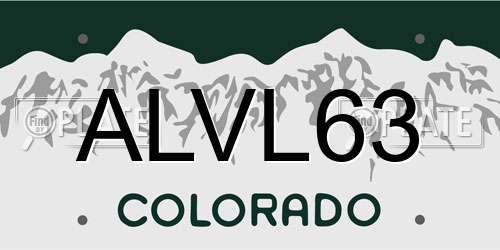 ALVL63 Colorado License Plate