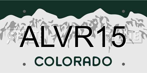 ALVR15 Colorado License Plate