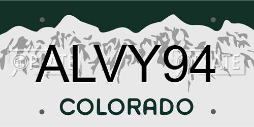 ALVY94 Colorado License Plate