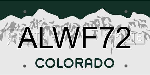 ALWF72 Colorado License Plate