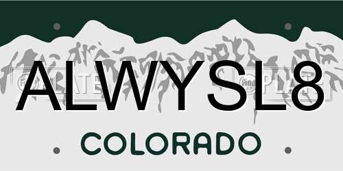 ALWYSL8 Colorado License Plate
