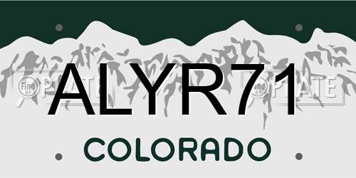 ALYR71 Colorado License Plate