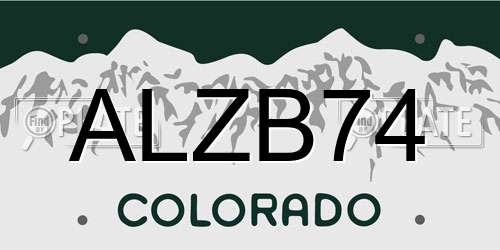 ALZB74 Colorado License Plate