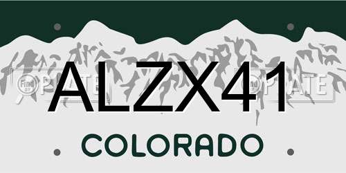 ALZX41 Colorado License Plate