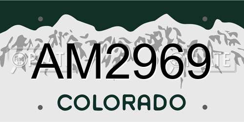 AM2969 Colorado License Plate