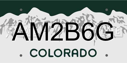 AM2B6G Colorado License Plate