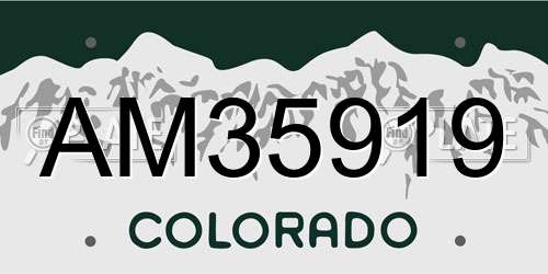 AM35919 Colorado License Plate