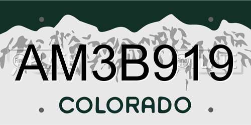 AM3B919 Colorado License Plate