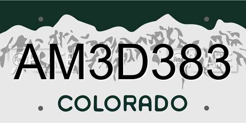AM3D383 Colorado License Plate