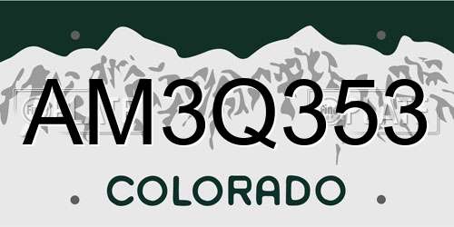 AM3Q353 Colorado License Plate
