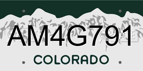 AM4G791 Colorado License Plate