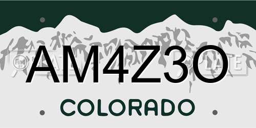 AM4Z3O Colorado License Plate