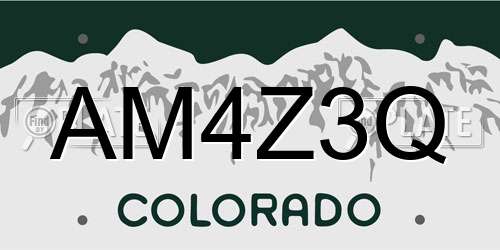 AM4Z3Q Colorado License Plate
