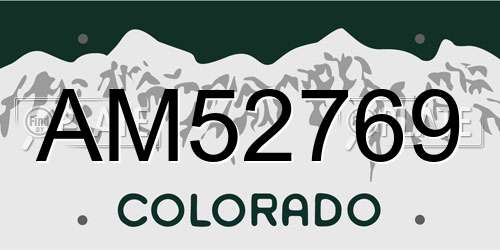 AM52769 Colorado License Plate