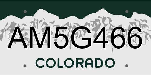 AM5G466 Colorado License Plate