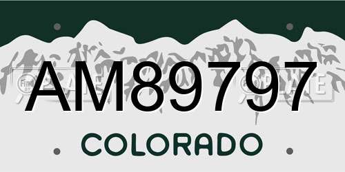 AM89797 Colorado License Plate