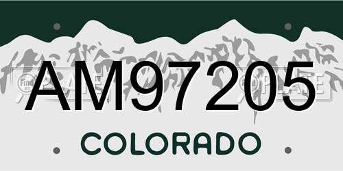 AM97205 Colorado License Plate