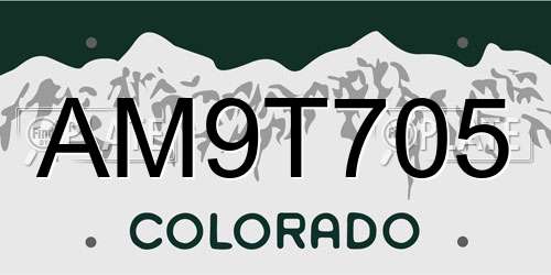 AM9T705 Colorado License Plate