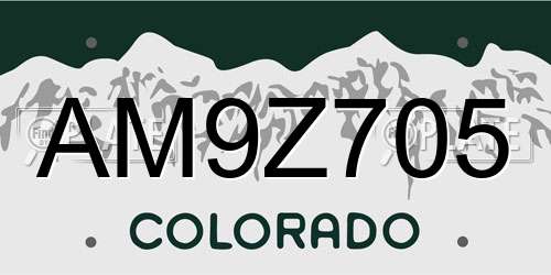 AM9Z705 Colorado License Plate
