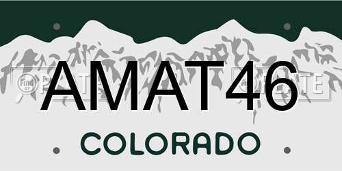 AMAT46 Colorado License Plate