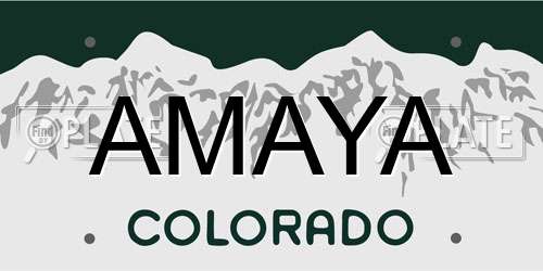 AMAYA Colorado License Plate