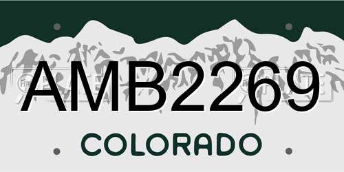 AMB2269 Colorado License Plate