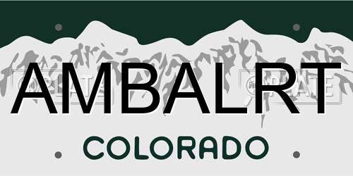 AMBALRT Colorado License Plate