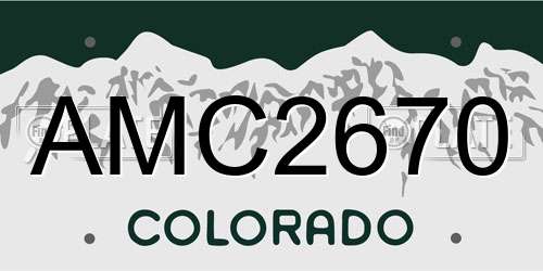 AMC2670 Colorado License Plate