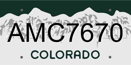 AMC7670 Colorado License Plate
