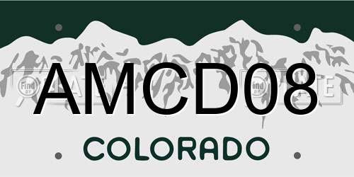 AMCD08 Colorado License Plate
