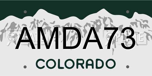 AMDA73 Colorado License Plate