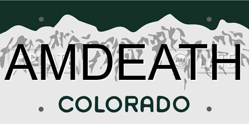 AMDEATH Colorado License Plate