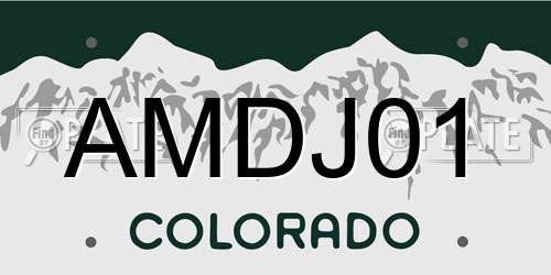 AMDJ01 Colorado License Plate
