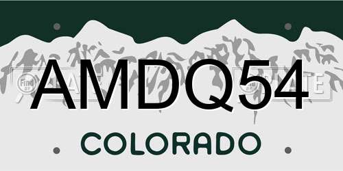 AMDQ54 Colorado License Plate