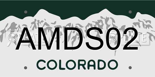 AMDS02 Colorado License Plate