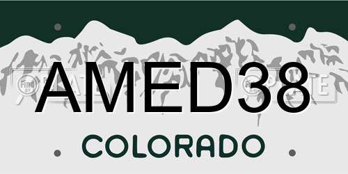 AMED38 Colorado License Plate