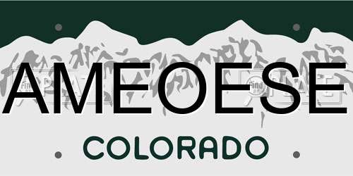 AMEOESE Colorado License Plate