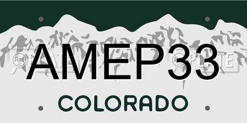 AMEP33 Colorado License Plate