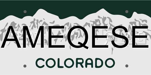 AMEQESE Colorado License Plate