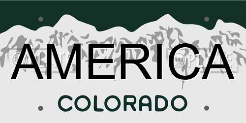 AMERICA Colorado License Plate