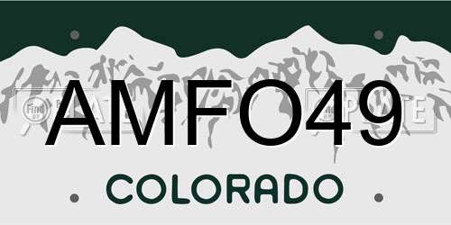 AMFO49 Colorado License Plate