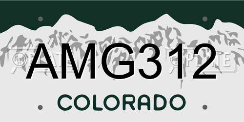 AMG312 Colorado License Plate